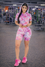 Load image into Gallery viewer, Set Sport BikerShort and Tshirt Tie Dye Capucha
