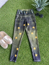 Load image into Gallery viewer, Legging Jeans Style Green Star
