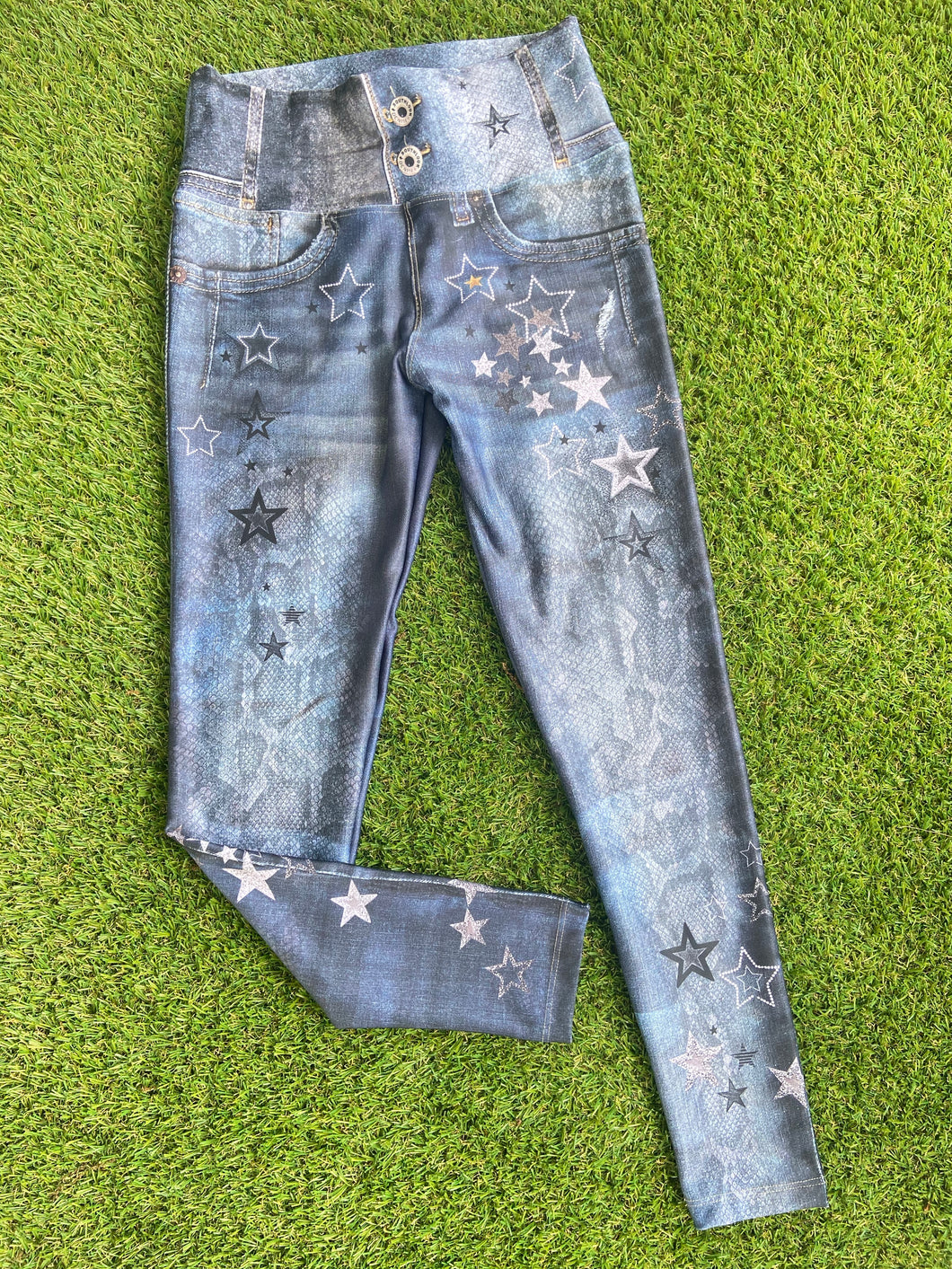 Denim Legging Silver & Gold Stars